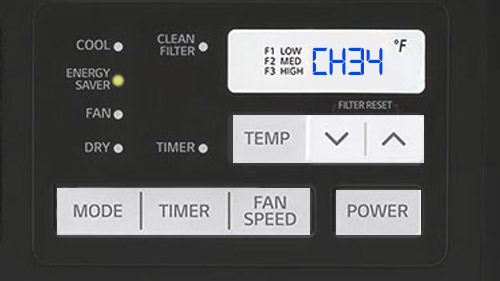 صفحه نمایش کولر گازی ال جی ارور CH34 را نمایش می دهد