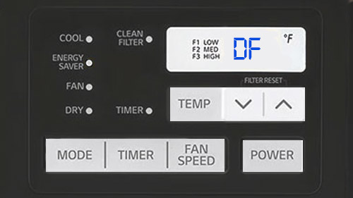 صفحه نمایش کولر گازی سامسونگ کد dF را نمایش می دهد