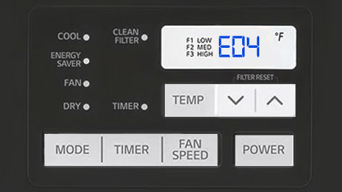 نمایشگر کد ارور E04 را در کولر گازی توشیبا نشان می دهد