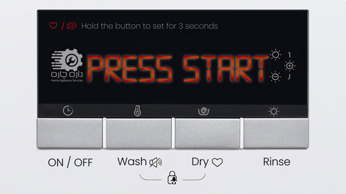 نمایش پیغام press start در صفحه نمایش ماشین لباسشویی زیمنس