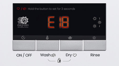 ارور E18 در نمایشگر ماشین لباسشویی بکو نمایان شده است