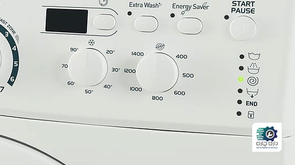 لامپ Spin در ماشین لباسشویی ایندزیت چشمک می زند.