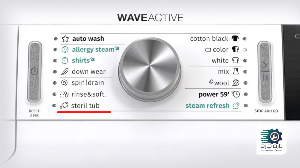 برنامه تمیز کردن خودکار (Steril Tub) در ماشین لباسشویی گرنیه