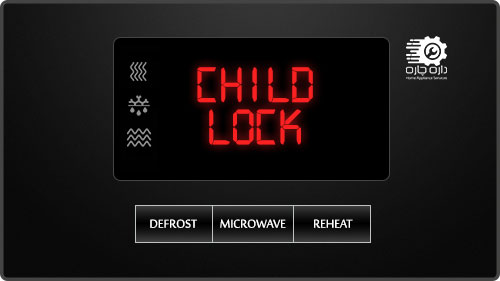 صفحه نمایش مایکروفر ال جی کد Childlock را نمایش می دهد