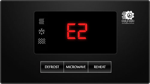 صفحه نمایش مایکروفر ال جی کد ارور E2 را نمایش می دهد