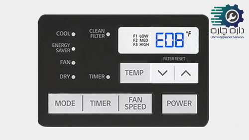 نمایشگر کولر گازی هیتاچی سری FS3 کد ارور E08 را نمایش می دهد.