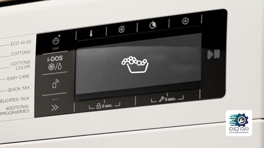 علامت “ظرف پر از کف” روی نمایشگر ماشین لباسشویی گگنو روشن شده است