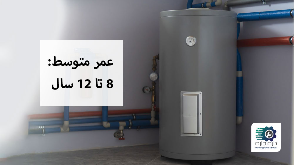 عمر متوسط آب گرمکن های دارای مخزن 8 تا 12 سال است.