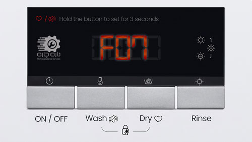 صفحه نمایش ماشین لباسشویی آبسال که ارور F07 را نمایش می دهد.