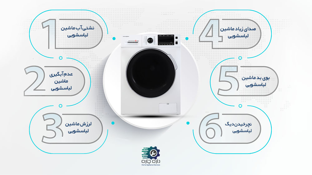 6 مشکل رایج ماشین لباسشویی پاکشوما