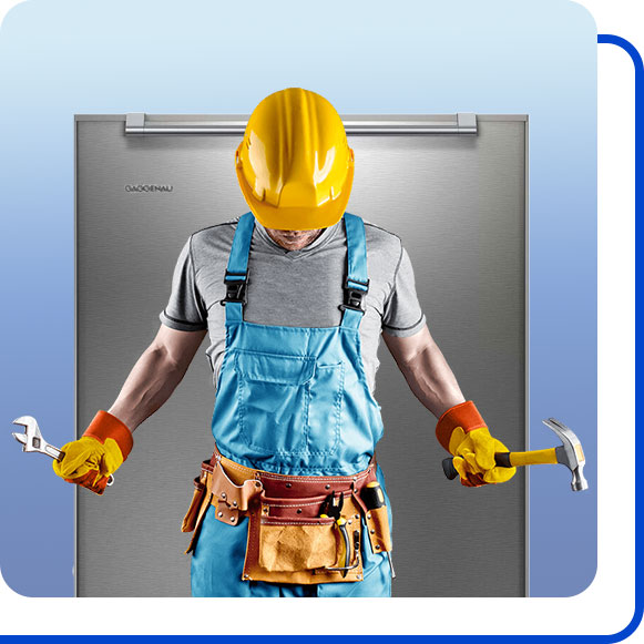 repairing-gaggenau-dishwasher-machine تعمیرکار در کنار ماشین ظرفشویی گگنو ایستاده است