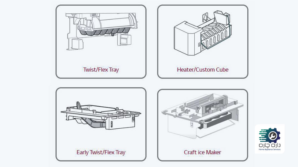 انواع یخسازهای یخچال فریزر ال جی