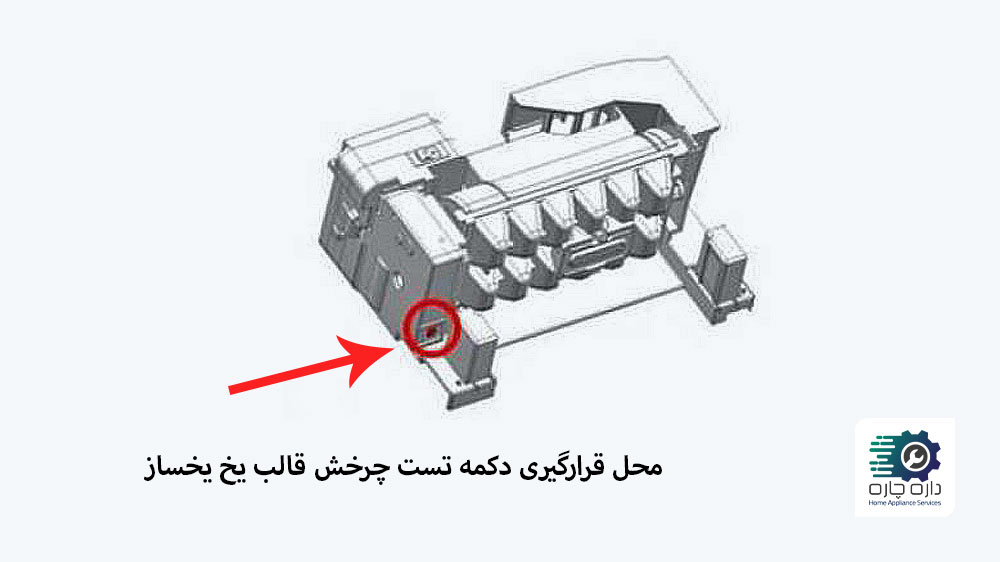 محل قرارگیری دکمه تست قالب یخ یخساز مدل Twist/Flex Tray یخچال فریزر ال جی