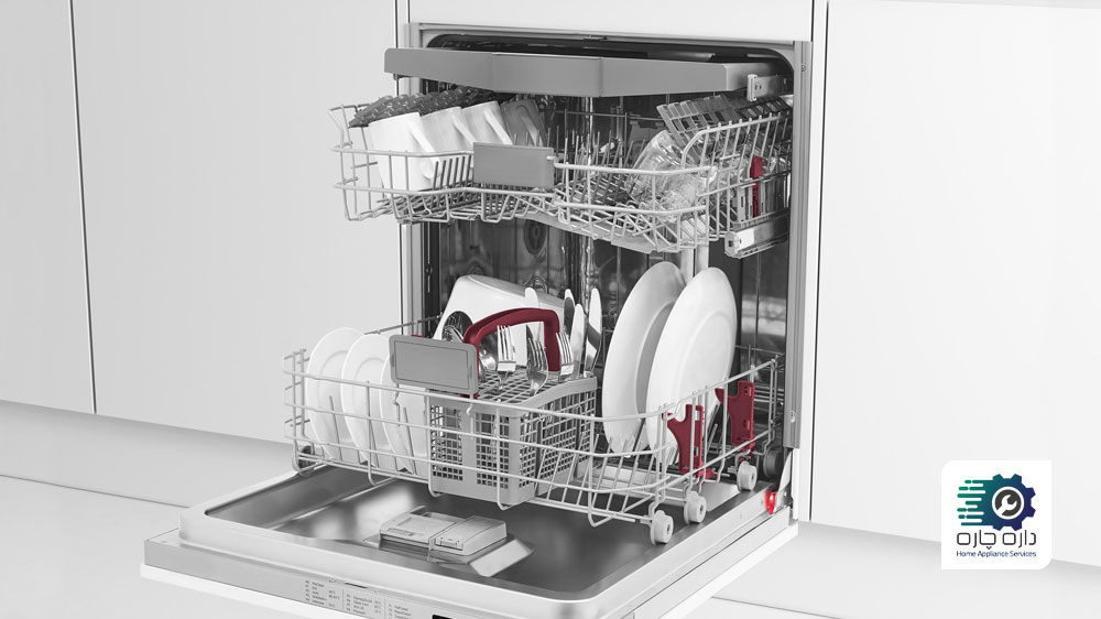 سبدهای ماشین ظرفشویی قابل مشاهده هستند