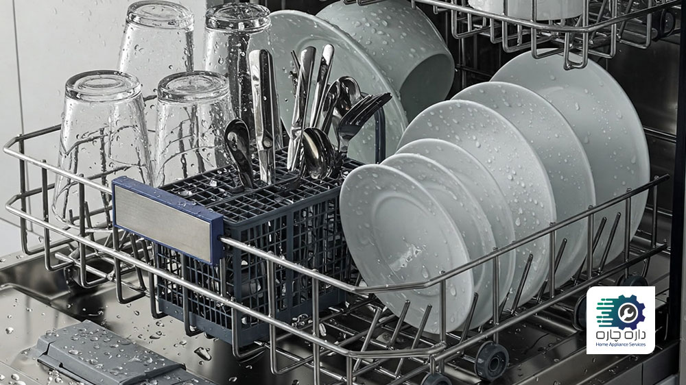 ظروف در ماشین ظرفشویی خیس هستند