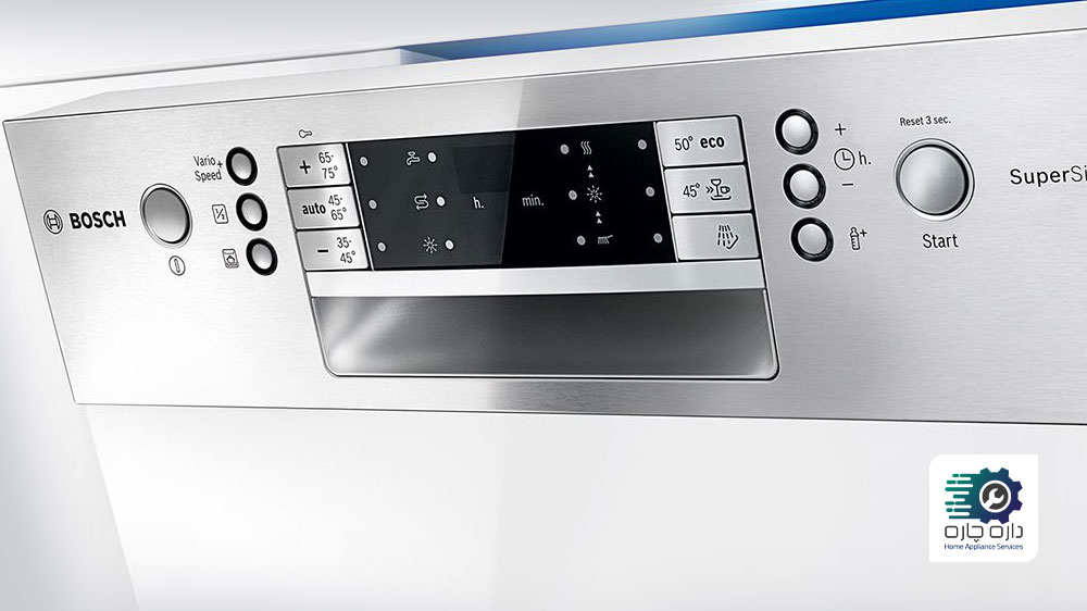برنامه های ماشین ظرفشویی روی پنل کنترل که دمای چرخه ها را نشان می دهد